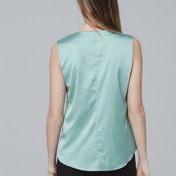 NWT WHBM Single Pleat Lined Shell, in Aquifer, s6 - Picture 2 of 7